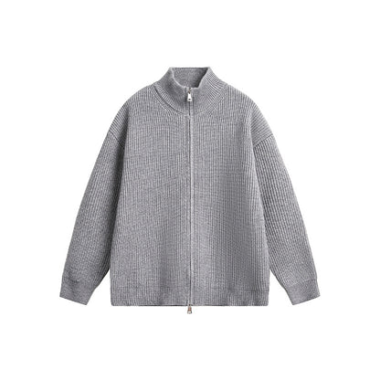 Men's chunky knit jacket with high collar and full zip Skorter