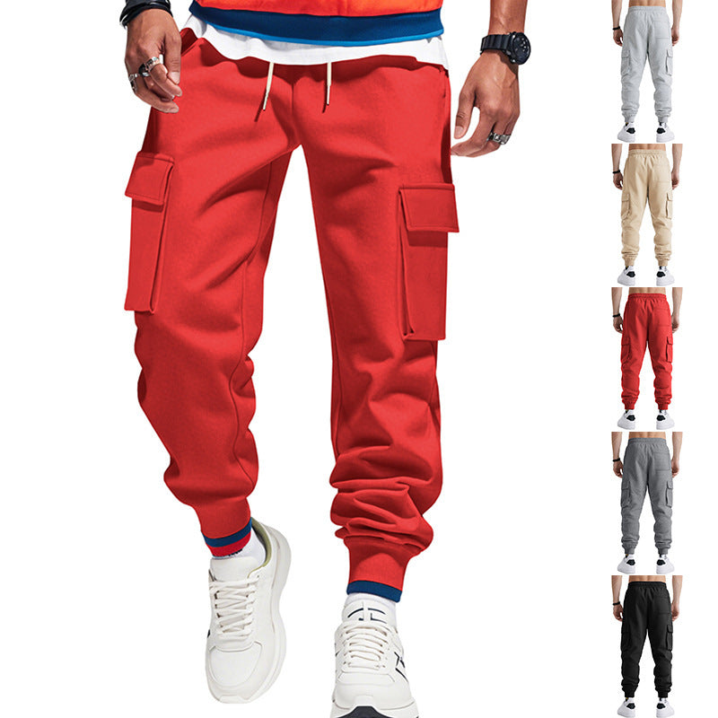 Men's cargo joggers with elastic waistband and practical side pockets Skorter 1760051045