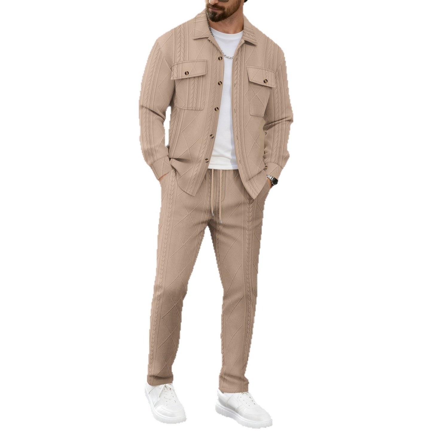 Men's stylish tracksuit with patterned top and elastic waistband Skorter
