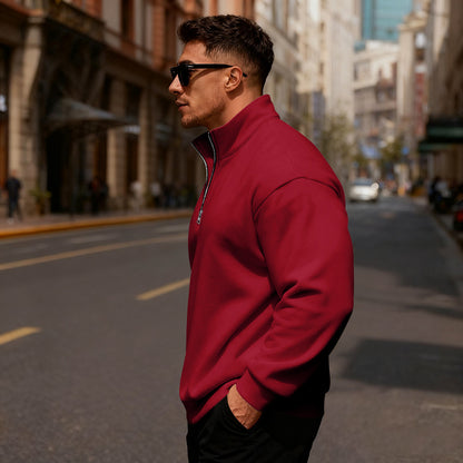 Men's sporty sweater with stand-up collar and half zipper Skorter