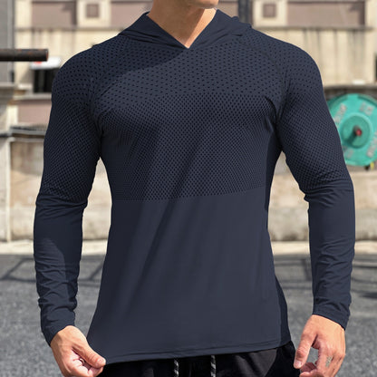 Men's Sporty Long Sleeve Shirt with Breathable Mesh Insert Skorter