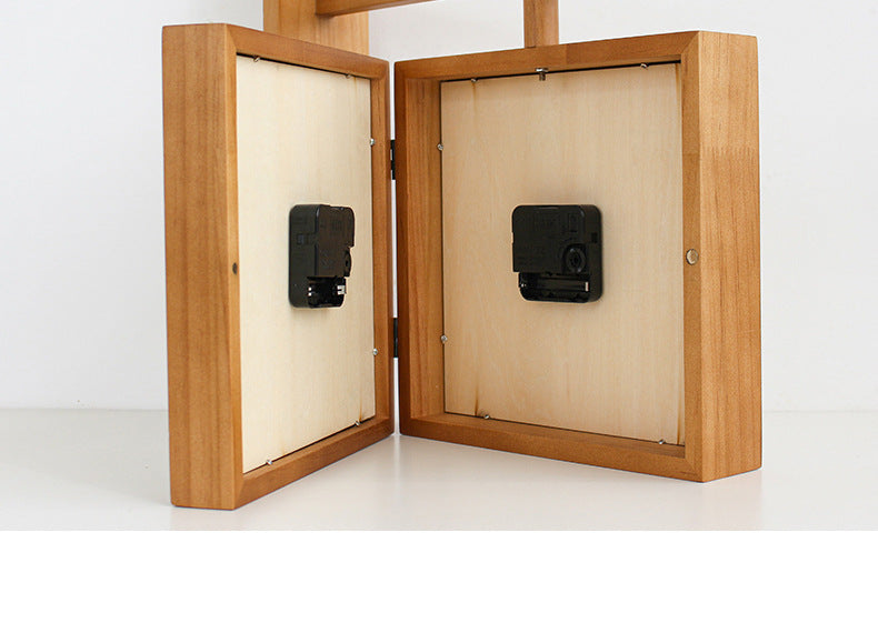 Skorter | Wall-Corner-Two-Sided Wood-Analog-Clock