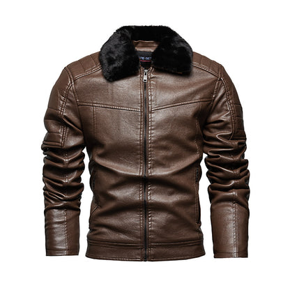 Men's Biker Jacket with Soft Lining and Side Zip Pockets Skorter