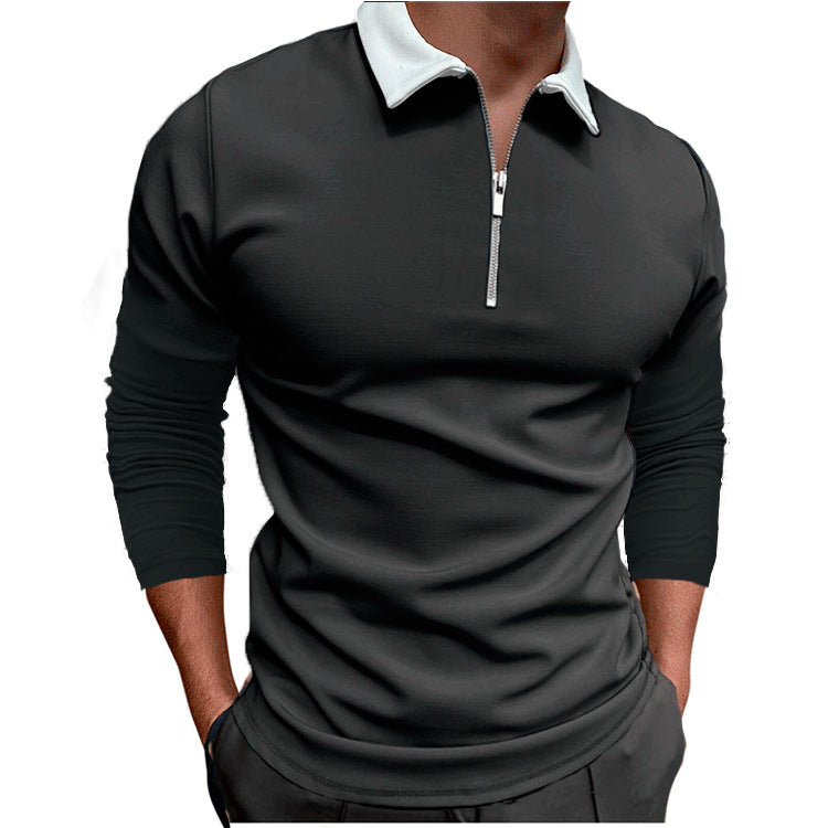 Men's sporty sweater with 1/4 zipper and contrasting collar Skorter