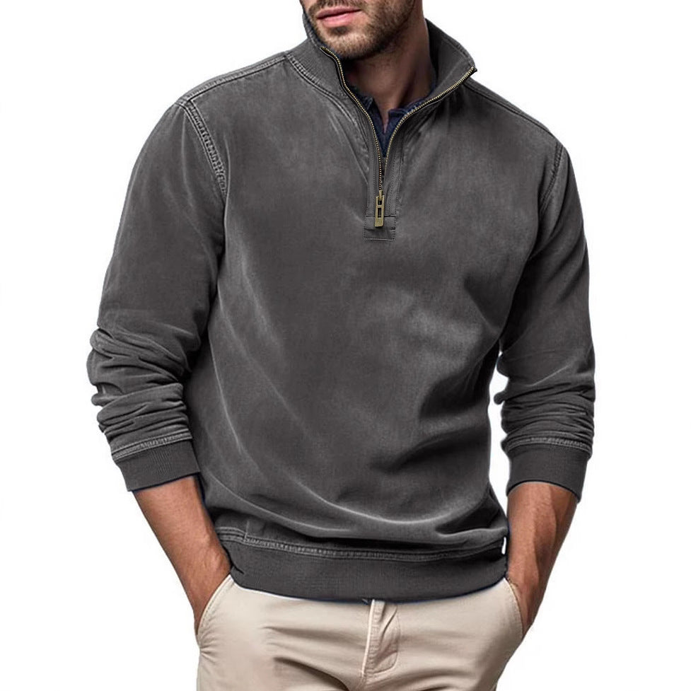 Men's sporty pullover with half zipper Skorter