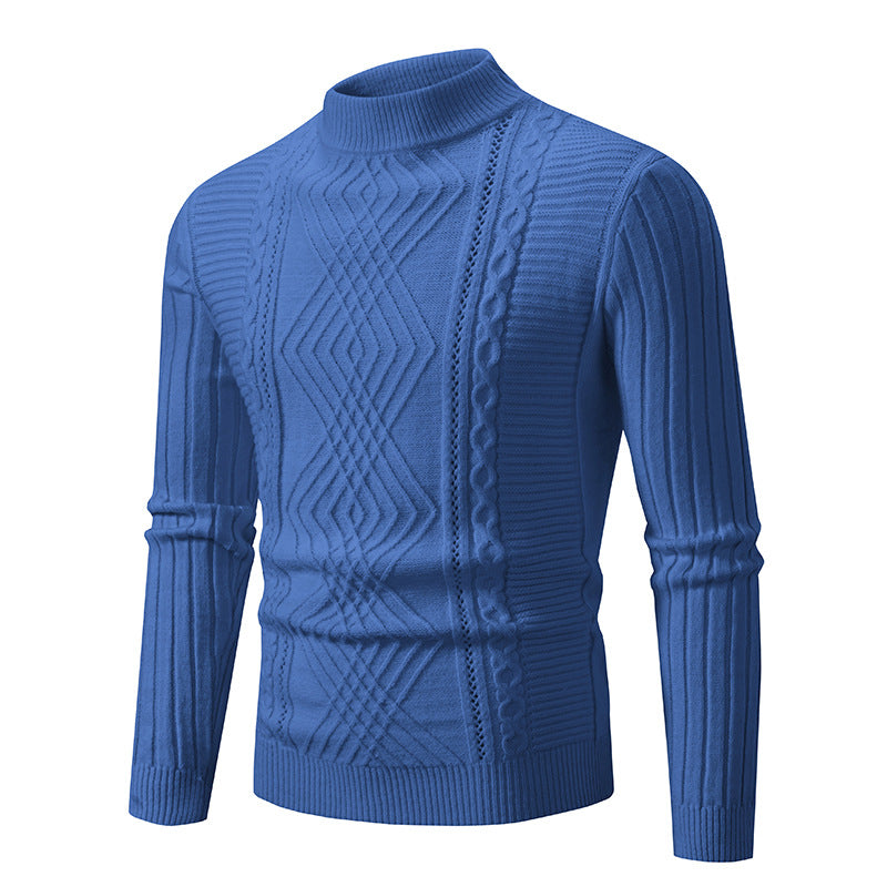 Men's turtleneck sweater made of high-quality cotton with structured cable pattern Skorter