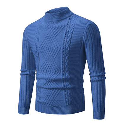 Men's turtleneck sweater made of high-quality cotton with structured cable pattern Skorter