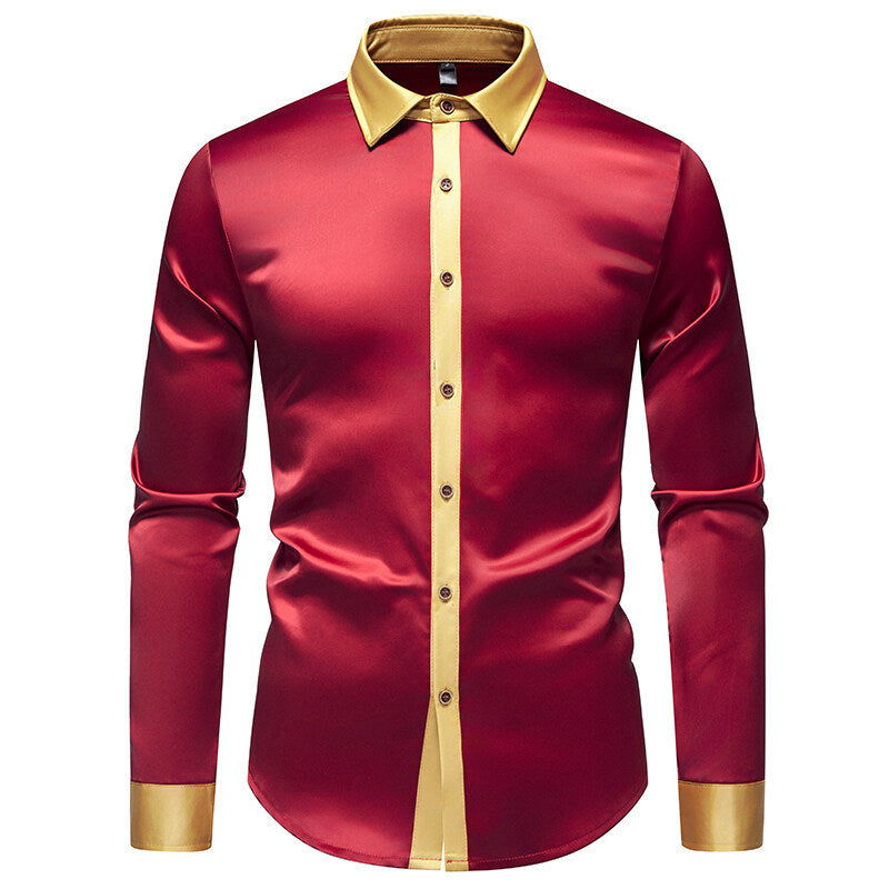 Men's elegant long-sleeve shirt with satin accents Skorter