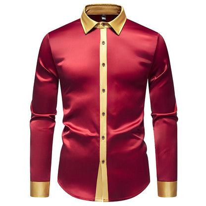 Men's elegant long-sleeve shirt with satin accents Skorter