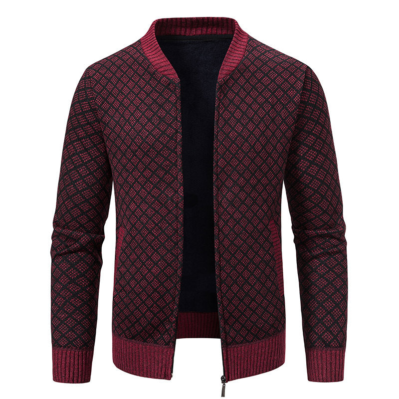 Men's cardigan with modern zip closure and textured design Skorter