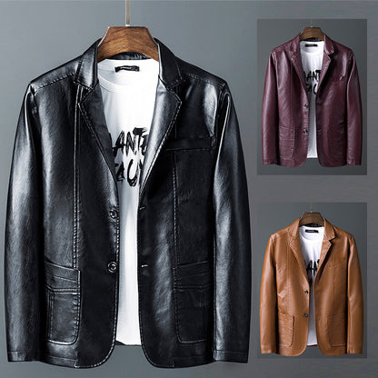 Men's fashionable faux leather jacket with practical cut and stylish details Skorter