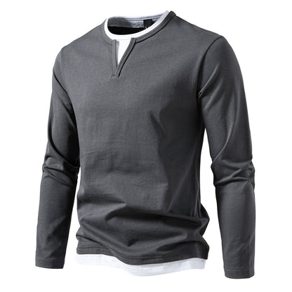 Men's long sleeve shirt with modern V-neck and cool layering details Skorter