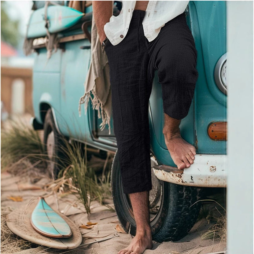 Men's Chino Pants with Casual Cut and Elastic Waistband Skorter