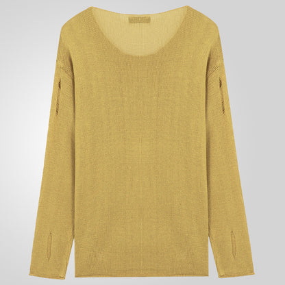 Men's Stylish Round Neck Sweater with Frayed Details Skorter