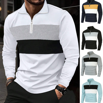 Men's stylish sweater with zipper and color block design Skorter
