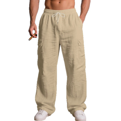 Men's relaxed cargo pants with elastic waistband and practical side pockets Skorter