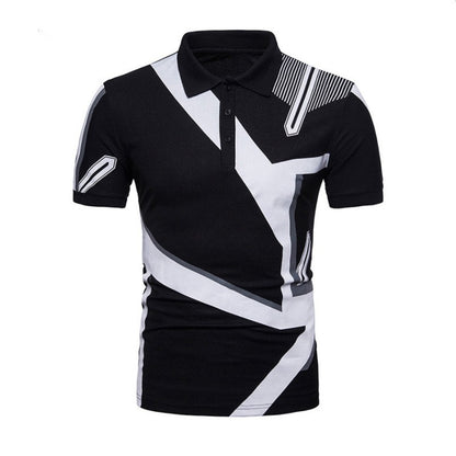 Men's Sporty Polo Shirt with Creative Graphic Design and Distinctive Cut Skorter