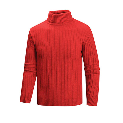 Men's elegant sweater with high collar and fine ribbed structure Skorter