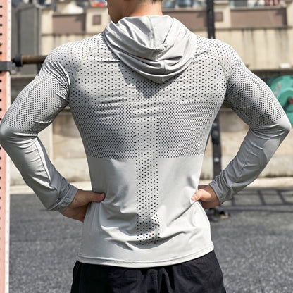 Men's Sporty Long Sleeve Shirt with Breathable Mesh Insert Skorter