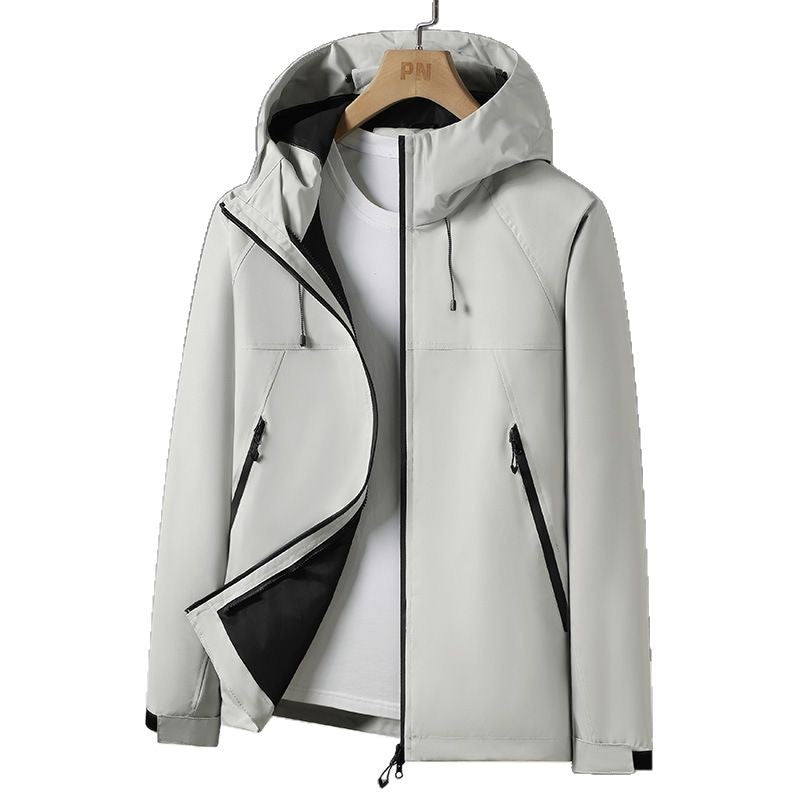 Andningsbar väderjacka med justerbar huva för män, skorter