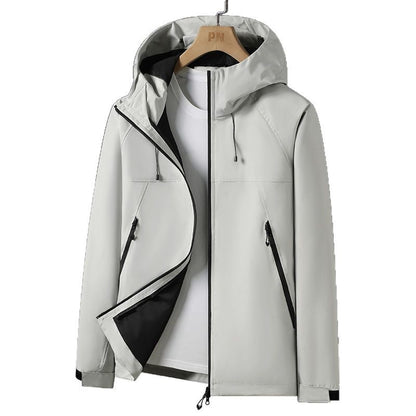 Andningsbar väderjacka med justerbar huva för män, skorter