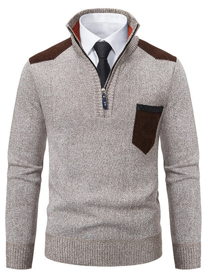Men's stylish sweater with short zipper and elegant details Skorter