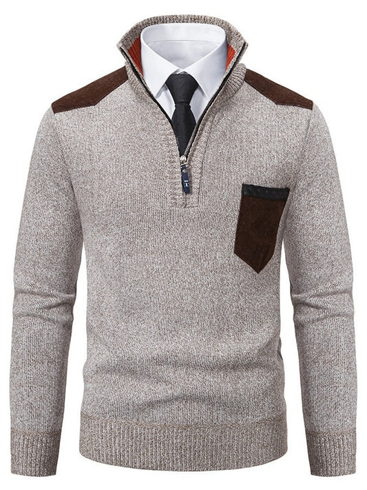 Men's stylish sweater with short zipper and elegant details Skorter