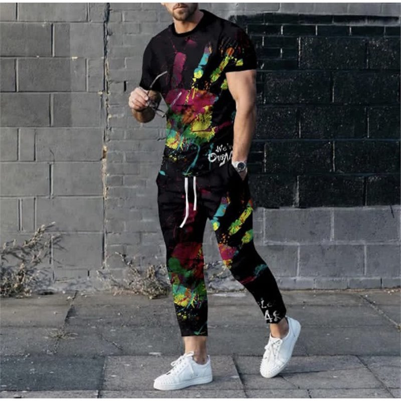 Men's stylish leisure set with dots Skorter