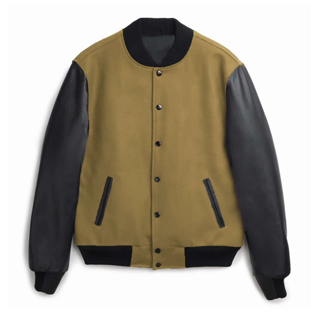 Men's stylish college jacket with leather sleeves Skorter