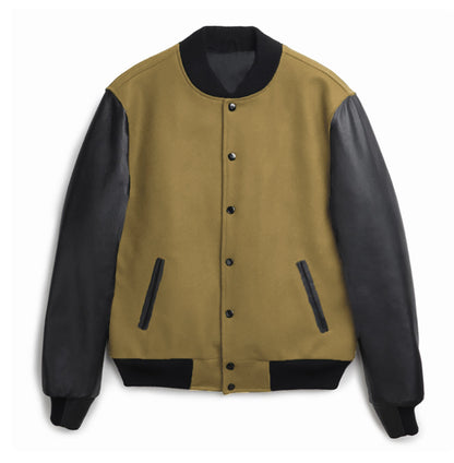 Men's stylish college jacket with leather sleeves Skorter