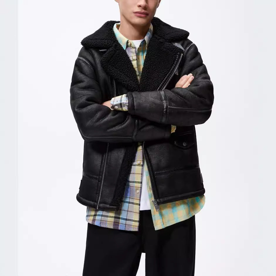 Men's cult biker jacket with soft lining and triple adjustable collar Skorter