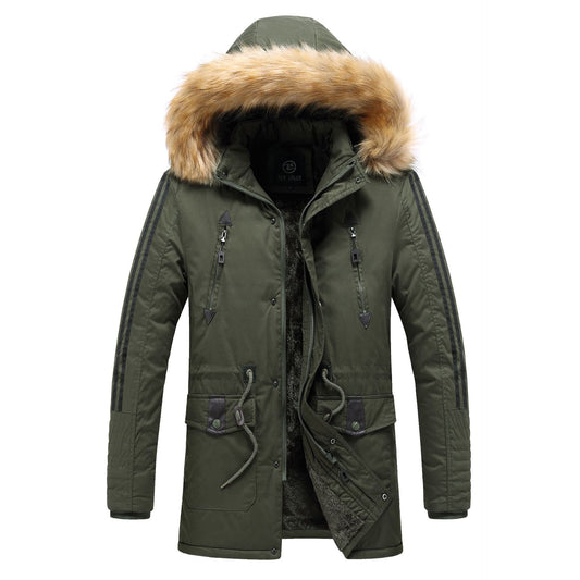 Men's winter parka with detachable faux fur collar Skorter