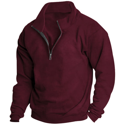 Men's stylish fleece pullover with high stand-up collar and zipper Skorter