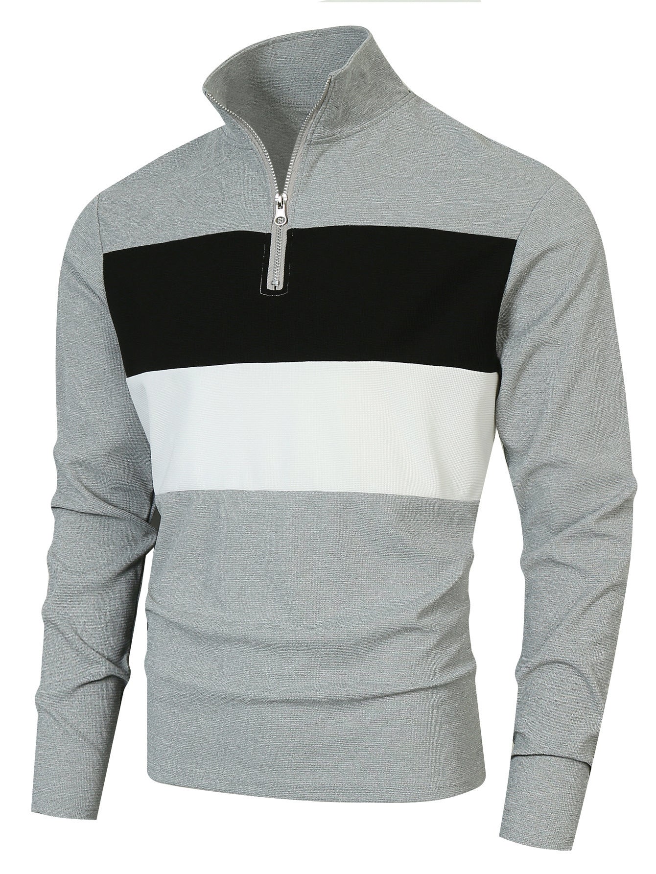 Men's sporty pullover with stand-up collar and deep zipper Skorter