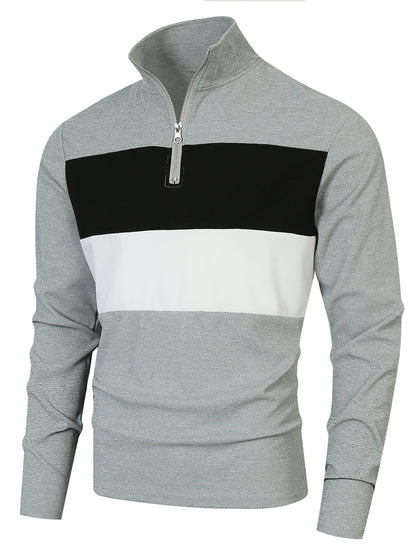 Men's sporty pullover with stand-up collar and deep zipper Skorter