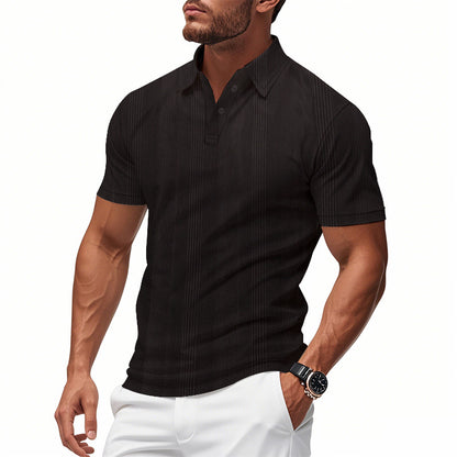 Men's stylish short-sleeve polo shirt with textured surface Skorter