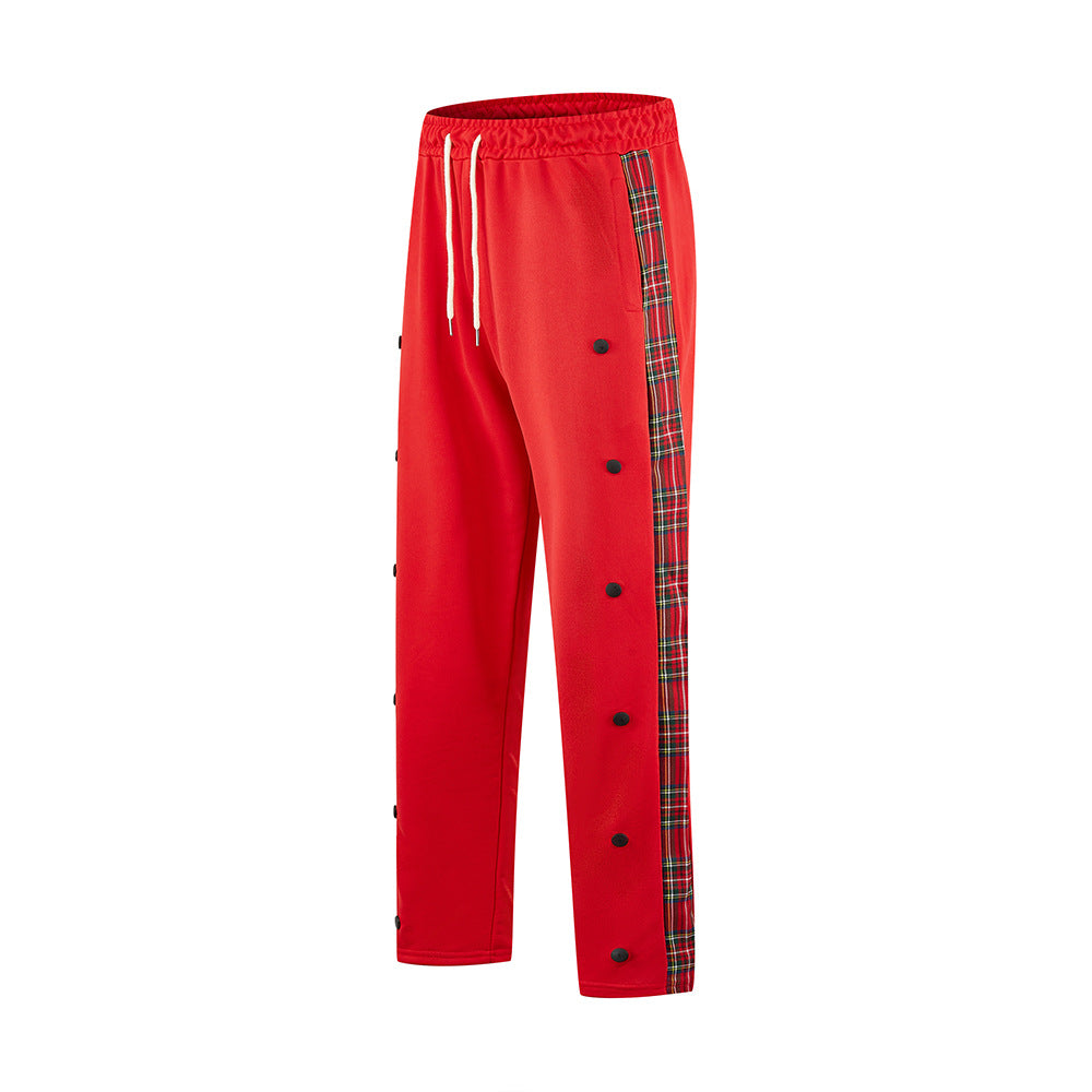 Men's Sporty Jogging Pants with Snap Button Design and Elastic Waistband Skorter