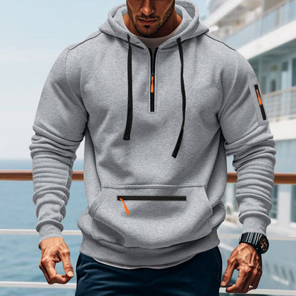 Men's sporty hoodie with practical two-way zipper and side pockets Skorter