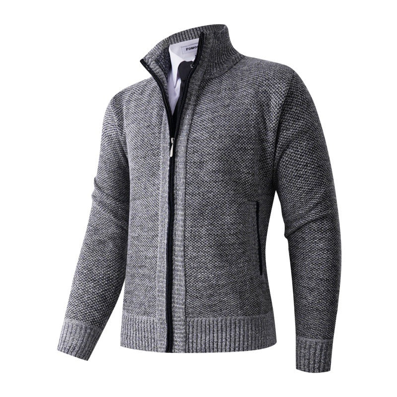 Men's stylish cardigan with high collar and practical pockets Skorter