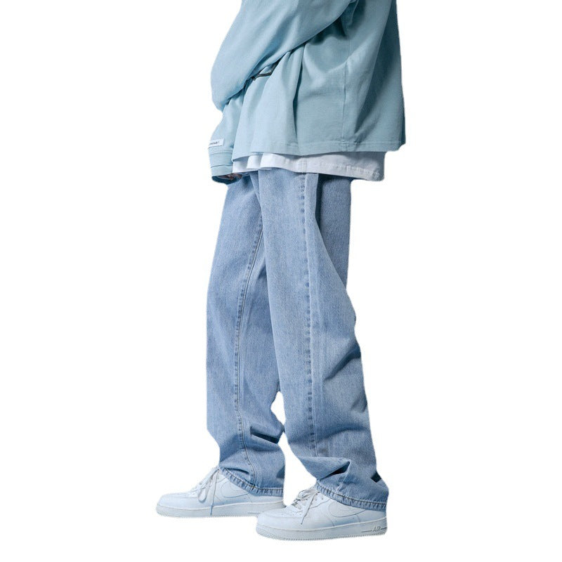 Men's loose vintage-style high-waisted denim jeans Skorter