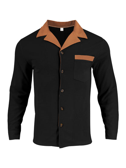 Men's stylish long-sleeve shirt with textured design and practical chest pocket Skorter