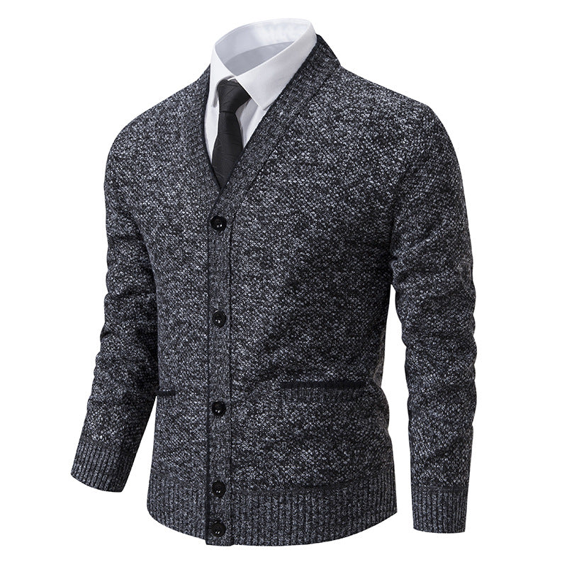 Men's cardigan with V-neck and elegant details Skorter