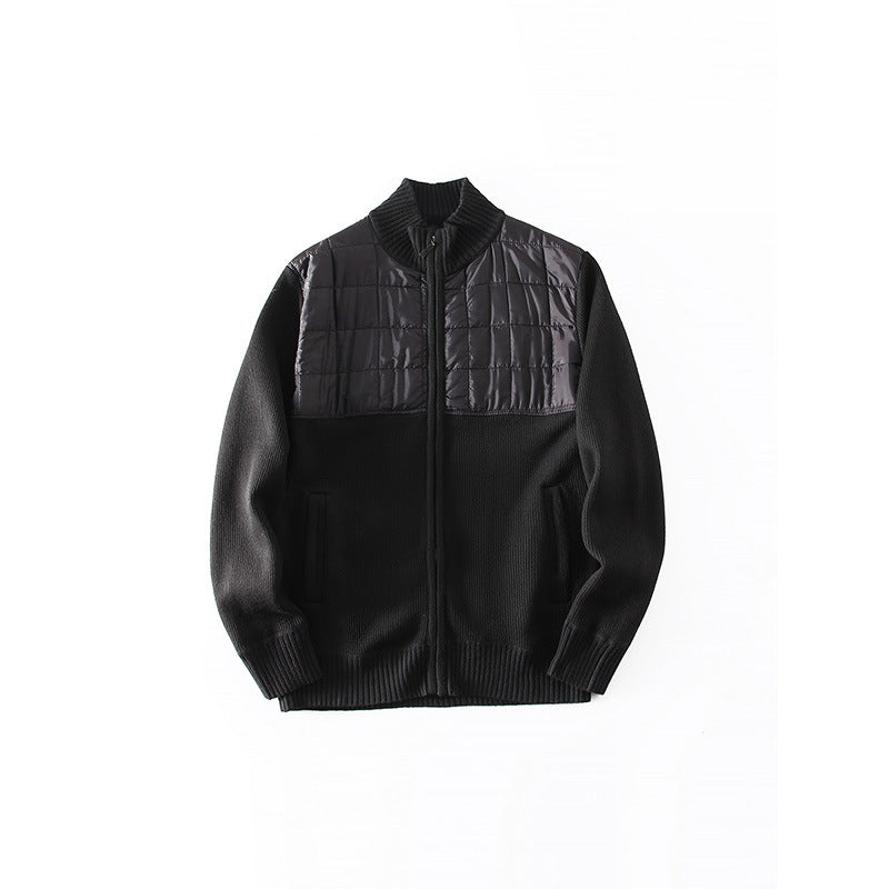 Men's Cardigan with Innovative Quilted Detail and Practical Pockets Skorter