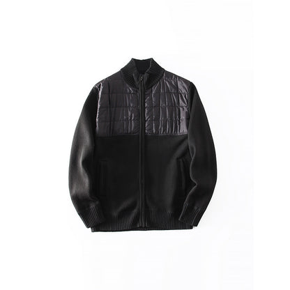 Men's Cardigan with Innovative Quilted Detail and Practical Pockets Skorter