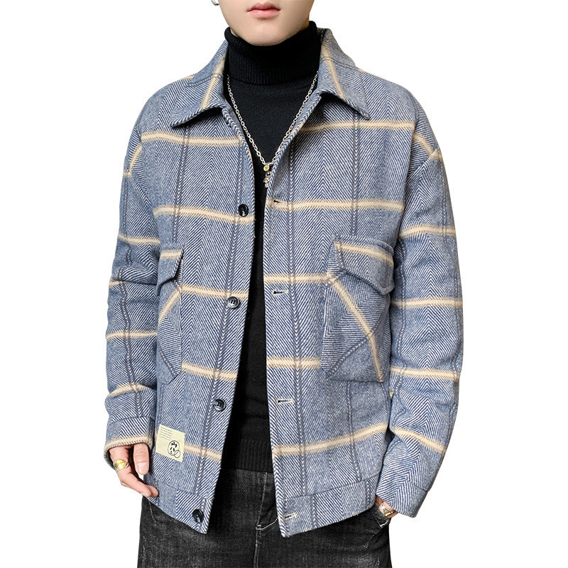 Men's stylish and lightly padded check jacket with practical flap pockets Skorter