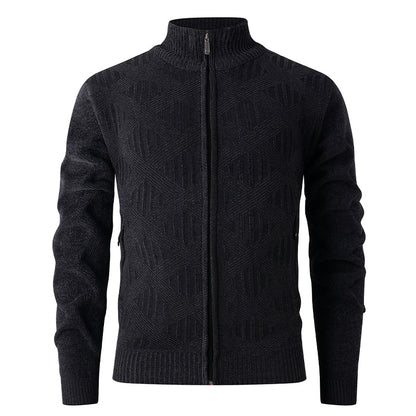 Men's cardigan with textured pattern and high collar Skorter