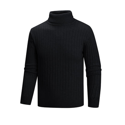 Men's elegant sweater with high collar and fine ribbed structure Skorter