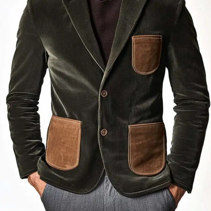 Men's velvet jacket with modern patchwork design and practical pockets Skorter
