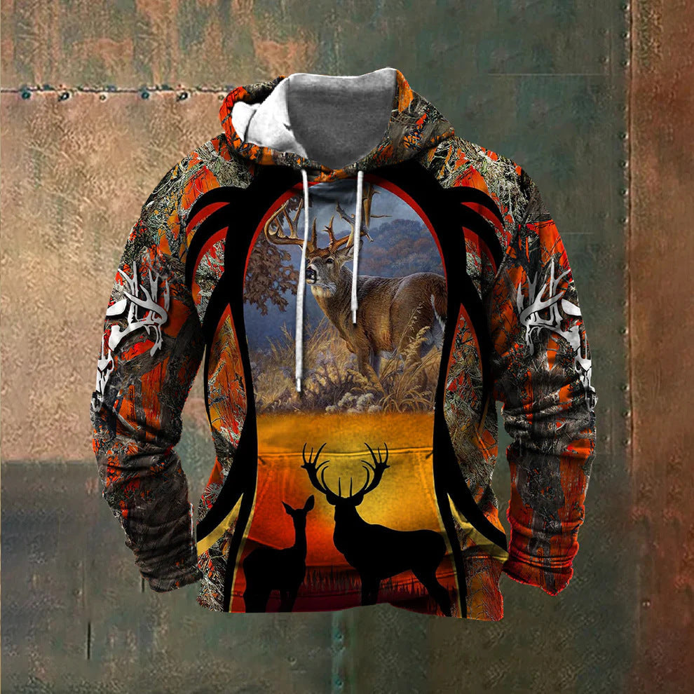 Men's hoodie with impressive wildlife print and patriotic accents Skorter
