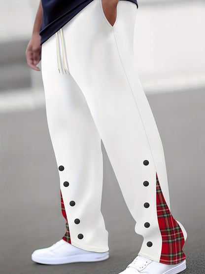 Men's Sporty Jogging Pants with Contrasting Snap Buttons and Breathable Fabric Skorter